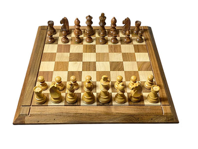 15" Solid Wood Chessboard 3" Acacia Club Classic & Mahogany Slide Box - CHESSMAZE STORE UK