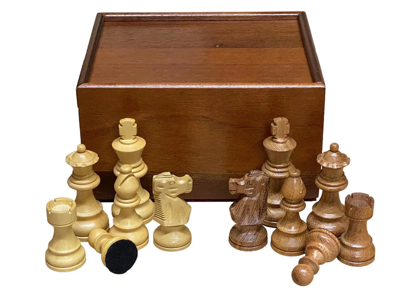 Compact British Acacia, Mahogany Chessboard & Slide Box - CHESSMAZE STORE UK