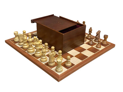 Compact British Acacia, Mahogany Chessboard & Slide Box - CHESSMAZE STORE UK