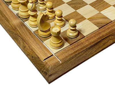 15" Solid Wood Chessboard 3" Acacia Club Classic & Mahogany Slide Box - CHESSMAZE STORE UK