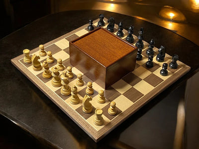 15:75 Inch Walnut Black Classic Wooden Chess Set & Box - CHESSMAZE STORE UK