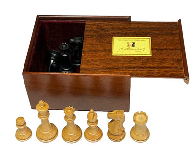 Old English 1925 Staunton Black Chess Pieces & Mahogany Box - CHESSMAZE STORE UK