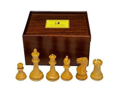 Old English 1925 Staunton Black Chess Pieces & Mahogany Box - CHESSMAZE STORE UK